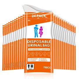 GuardWee 24PCS Disposable Urine Bags, 700ML Unisex Urine Bags for Travel, Emergency Vomit Bags/Pee Bag for Car, Long Trip, Road Trip, Travel Urinals for Men/Women - Camping Essentials Portable Toilet