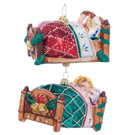 Christopher Radko Hand-Crafted European Glass Christmas Tree Decorative Ornament, Nestled in Bed