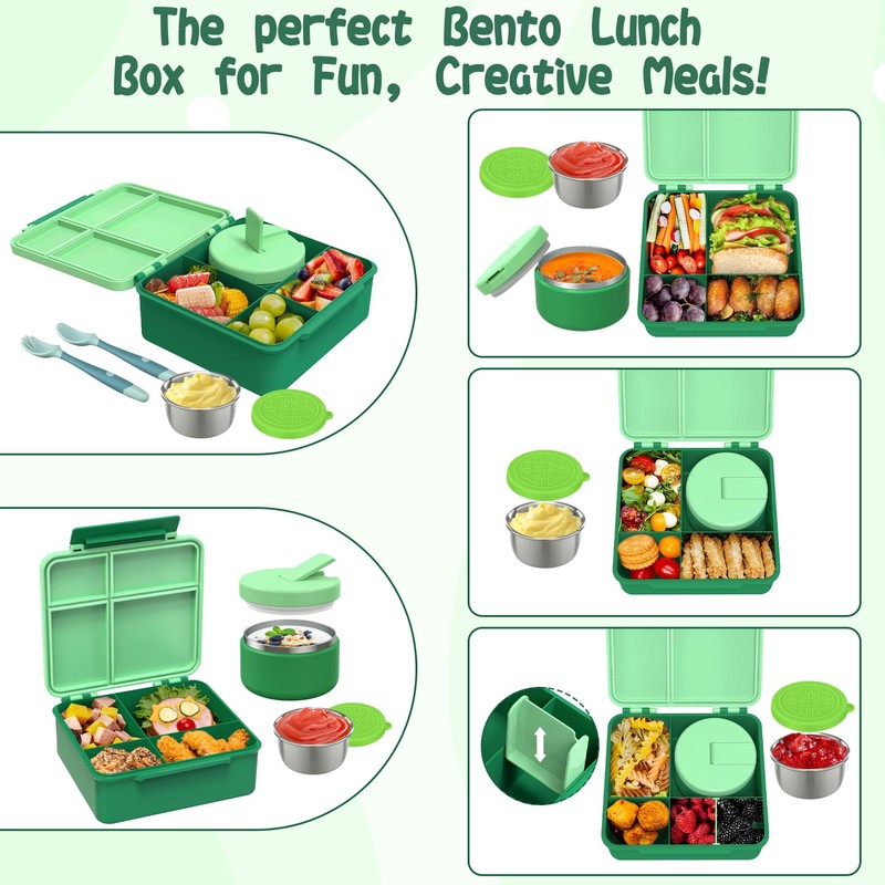 Aimsnk Kids Bento Lunch Box with 8oz Soup Thermo, Kids