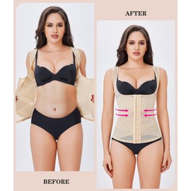 Nebility Waist Trainer for Women Corset Shapewear Tummy Control Body Shaper Vest Waist Cincher Shapewear Beige