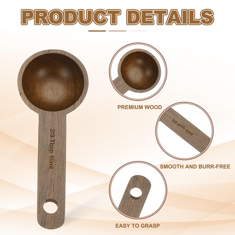 sourcing map 4pcs Coffee Spoons, 10ml Wooden Table Spoons Tea