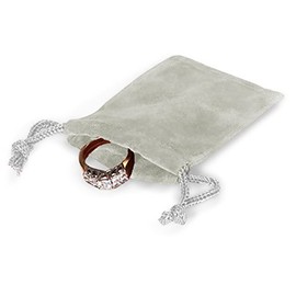 Pack of 100, Solid Gray Jewelry Pouches 2 X 2.5 Velour w/Cord Drawstrings Perfect for Favors, Jewelry, Cosmetics, Gift Cards, Storage & Travel