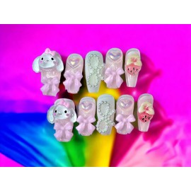 Unbranded MyMelody Pink with Bow Kawaii Nails - M