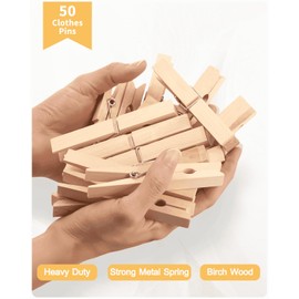 Large Clothes Pins Wooden Clothespins, 4 Inch 48 Pack Heavy Duty Outdoor Pegs, Clothing Hanging Laundry Close Pin Chip Clips Cheer Pins for Bags Photo Picture Artwork Crafts Display