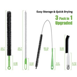 4pcs Flexible Cleaning Brush Set for Dryer Vents, Fridge Coils, HVAC Systems & Tight Spaces – Multi-Use Lint and Dust Remover with Crevice Brush and Detailing Tools