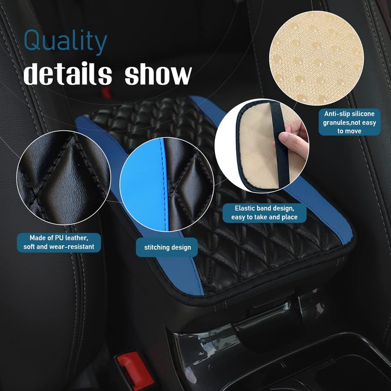 Ziciner Leather Car Center Console Armrest Pad, PU Waterproof Auto