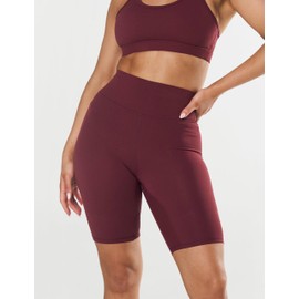CHARMKING High Waisted Biker Shorts for Women - 5"/8" Tummy Control, Ultra-Comfort for Workouts, Yoga & Daily Wear (8", Wine Red, Large-X-Large)