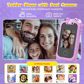 Ashfly 2.4" Phone for Kids Age 3 4 5 6 7 8, Kids Smart Phone for Girls Unicorns Christmas Birthday Gifts,Toy Phone with Dual Camera Puzzle Games,SD Card