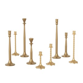 yeshine Antique Gold Candlestick Holder Bulk Set of 9, Vintage Taper Candle Sticks Holder, Tall Mismatch Antique Gold Candle Holders for Table Centerpiece, Wedding, Birthday Party, Anniversary Decor