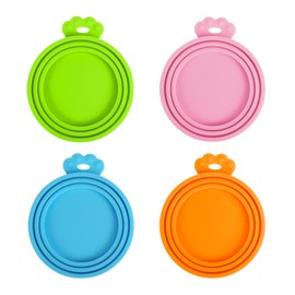 PetBonus 4 Pack Silicone Pet Can Cover Lids, Universal Size for Dog Cat Food, 1 fit 3 Standard Size Can Tops, BPA Free Dishwasher Safe (Blue, Green, Orange, Pink)