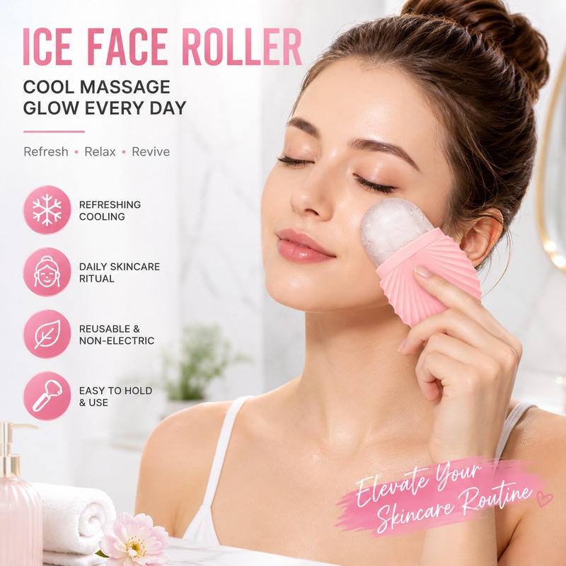 Ice Face Roller for Cooling Facial Massage – Reusable Rubber