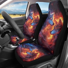 Showudesigns Wolf Car Seat Covers Front Seat Covers Universal Bucket Seat Cover Fits Cars Van Accessories 3D Animals Abstract Designs