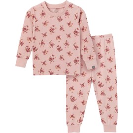 Modern Moments by Gerber Baby Hacci Snug Fit 2-Piece Pajama Set, Light Rose Dahlia Toss, 4T