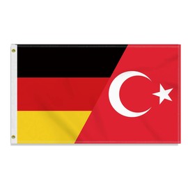 Large 90 x 150 cm Germany Türkiye Flag, Large 150D German Türkiye Friendship Banner, Durable Germany Flag Doube Side Print Decor Brass Eyelets Large Turkey