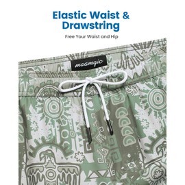 MaaMgic 5" Swimming Shorts Men Swim Trunks 2 in 1 with Compression Liner Zip Pockets Stretch Quick Dry Dissolvable Beach Shorts Swimwear, Army Green - Silver Gray, L