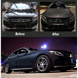 LZLRUN - Película de vinilo mate autoadhesiva para coche con diamantes de imitación y brillantes, accesorio decorativo DIY para coche, color negro, 12 x 60 pulgadas