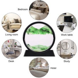 XINBAOHONG Moving Sand Art Picture,Liquid Motion 3D Deep Sea Sandscape in Motion Display Flowing Sand Frame Relaxing Desktop Home Office Work Decor（10 inch） (Green)