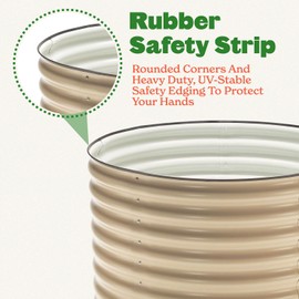 Epic Gardening Galvanized Metal Raised Garden Bed For Vegetables & Herbs - 100% Food-Safe Planter Boxes Outdoor I Outdoor Plantation | Stainless Steel Raised Garden Bed Kit - Round & Tall - Light Clay