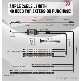 8pcs Motorcycle Underglow LED Strip Light Kit Waterproof RGB Neon Accent Light Ground Effect Atmosphere Light Strips DC 12V with APP & Handle Switch Control for Motorbike Trikes Golf Carts ATVs UTVs