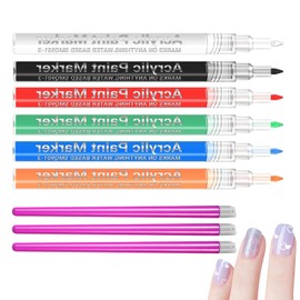 ZWWOGE 6 Pieces Nagellack Stift Set,3 Pieces Nail Flower Design Stamp Pens,Nagelkunststift, DIY Linie Nagelkunst Graffiti, Nagelspitze Nail Art Beauty Schmücken, Maniküre Werkzeuge