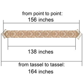 Grelucgo Super Long Luxury Jacquard Damask Floral Damask Table Runners with Multi-Tassels (12x156 inch)