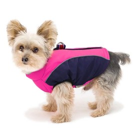 Didog Warm Dog Coat for Small Dogs and Cats, with Fleece-Lining, Reflective Dog Jacket for Cold Weather, Sports Vest with Zipper and Linen Ring for Walking, Hiking, Rose
