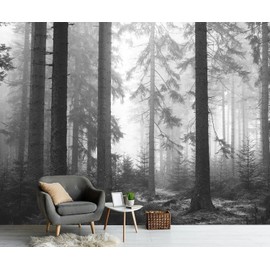 PYFFYP- Dark Foggy Forest Wallpaper murals for Bedroom（Not Peel and Stick）
