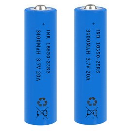 AFSONGOO 18650 Battery for 2 Pack 3.7 Volt 18650 Rechargeable 3400mAh Button Top Battery for Headlamp,LED Flashlight,Mini Fans etc