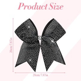 2pcs 8" Black Cheer Bow With Rhinestones Cheerleading Bows