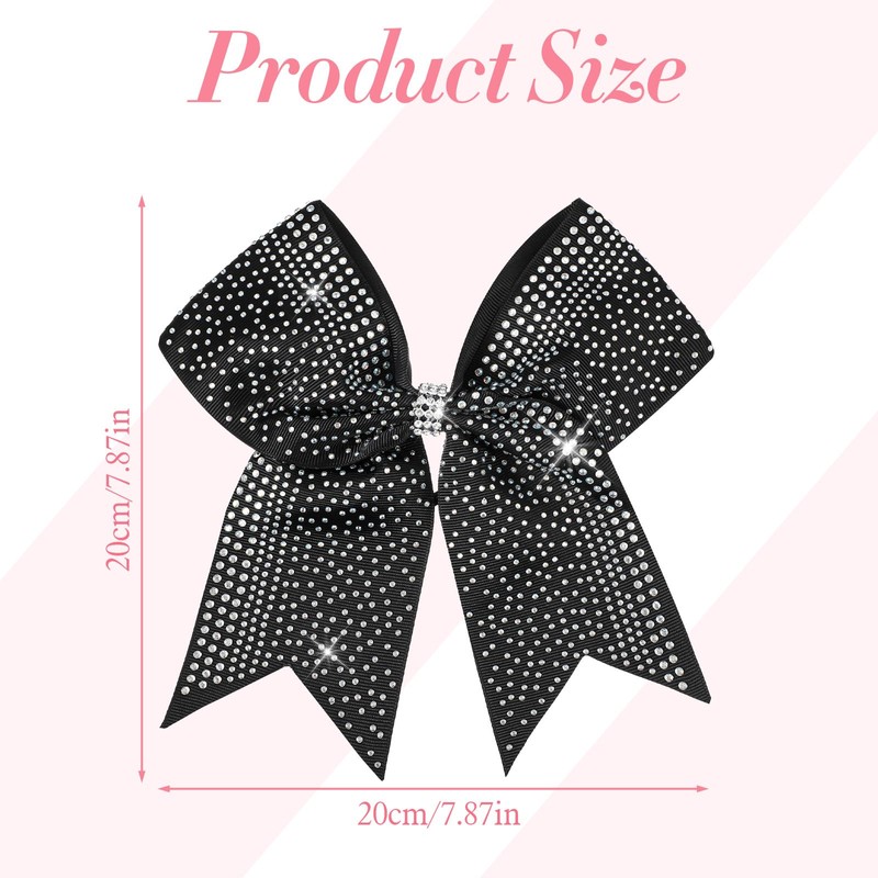 2pcs 8" Black Cheer Bow With Rhinestones Cheerleading Bows