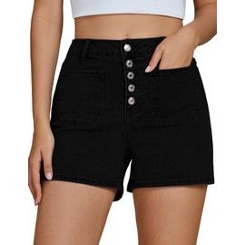 luvamia Shorts with Pockets for Women High Waisted Jean Shorts for Women Denim Stretch Shorts for Women Cotton Shorts for Women Comfy Jean Shorts Woman Ladies Black Denim Shorts Size Small Size 4 6
