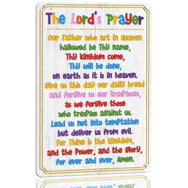 The Lord's Prayer Metal Sign Our Father Prayer Wall Decor Religious Bible Study Scripture Wall Poster for Church Classroom Girls Room Boys Bedroom - Blessed Christian Sign Gift 8x12 Inch