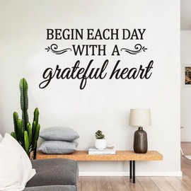 Inspirational Family Quotes Wall Decals: Home Vinyl Art Wall Stickers for Living Room Kitchen - Begin Each Day 28.6" X 15"