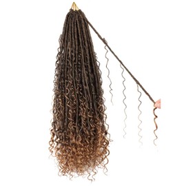 Boho Faux Locs Crochet Hair Pre Looped-24 Inch 8 Packs Goddess locs Crochet Braids for Black Women Soft Locs with Curly Ends(T27, 24 Inch(pack of 8))