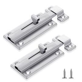 JIEYAO 2Pcs Stainless Steel Slide Bolt Latch, Bathroom Stall Door Latch with Screw,Slide Locks for Inside Door Silver Latch Sliding Door Lock Thickened Sliding Lock Barrel Bolt Bathroom Stall Hardware
