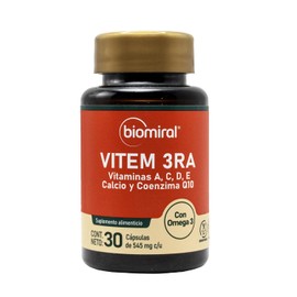 Biomiral VITEM 3RA - Suplementos Alimenticios - Multivitamnico Omega 3, Vitaminas A, C, D, E y Coenzima Q10-30 Cpsulas 545 mg cu - Omega 3 - Libre de 