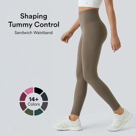 Halara UltraSculpt SoCinched High Waisted Tummy Control Side Pocket Shaping Training Leggings#summer#summervibes#NovaTopFinds#TikTokShopBacktoSchool:_Dawn Brown_full length_L(12-14)
