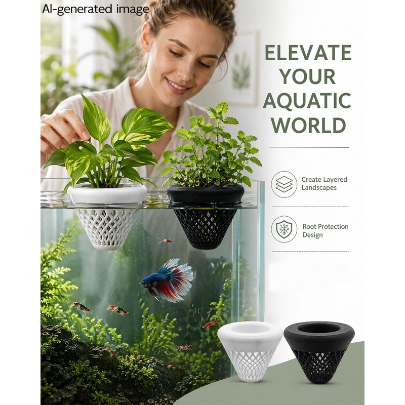Mjeppludh 4 Pcs Plant Pot Floating Planter, Fish Tank Aquarium