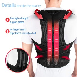 QSFH Adjustable Adult Corset Back Posture Corrector Spine Support Belt for Shoulder Lumbar Brace Improve Posture Posture Correction for Men WomenRed-XXL