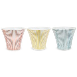 J-kitchens Izan Kiln Cup (Tea Cup), Set of 3, Hasami Ware, Made in Japan, 4.1 fl oz (130 cc), Striped