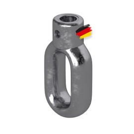 BAUHELD® Awning Eyelet Metal [Made in Germany] – Bracket for Awning Crank with Butcher Hook [Oval] – Crank Eye Made of High-Quality Die-Cast Zinc – Bore 15 mm – Cross Bore 4 mm – Height 80 mm