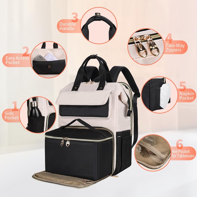 BERTASCHE Lunch Backpack for Women, 15.6 Inch Laptop Backpack with