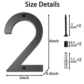 Floating Address House Numbers,Large Modern Acrylic House Street Numbers,6 Inch Black Outside Big House Numbers with Nail Kits for Door Yard Mailbox Decor (House Numbers-2)