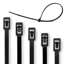 Reusable Cable Ties, Resealable (Black, 3.6 x 150 mm)