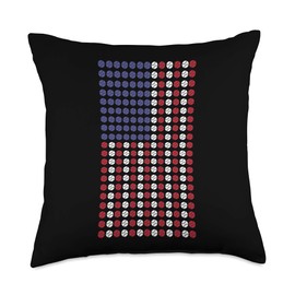 American Flag US Patriot Softball Cool Sports Lover Gifts Throw Pillow