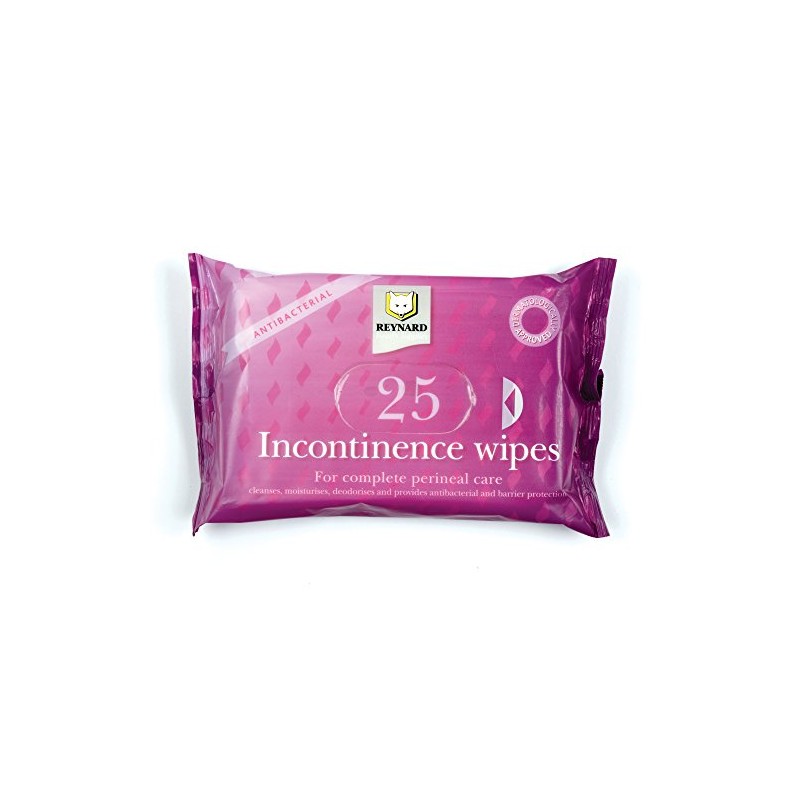 Reynard Antibacterial Incontinence Wipes - 33 x 22cm (Pack of