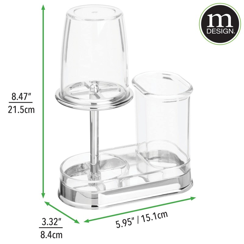 mDesign Plastic Toothpaste and Toothbrush Holder Center with Cup/Cover -