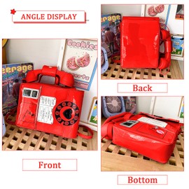 KUANG! Women Reflective Fashion Telephone Shaped Shoulder Bag Ladies Novelty Microphone Crossbody Bag Chain Purse for Girls