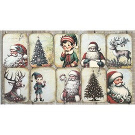 Christmas vintage style junk journal vintage retro Santa card toppers set of 10