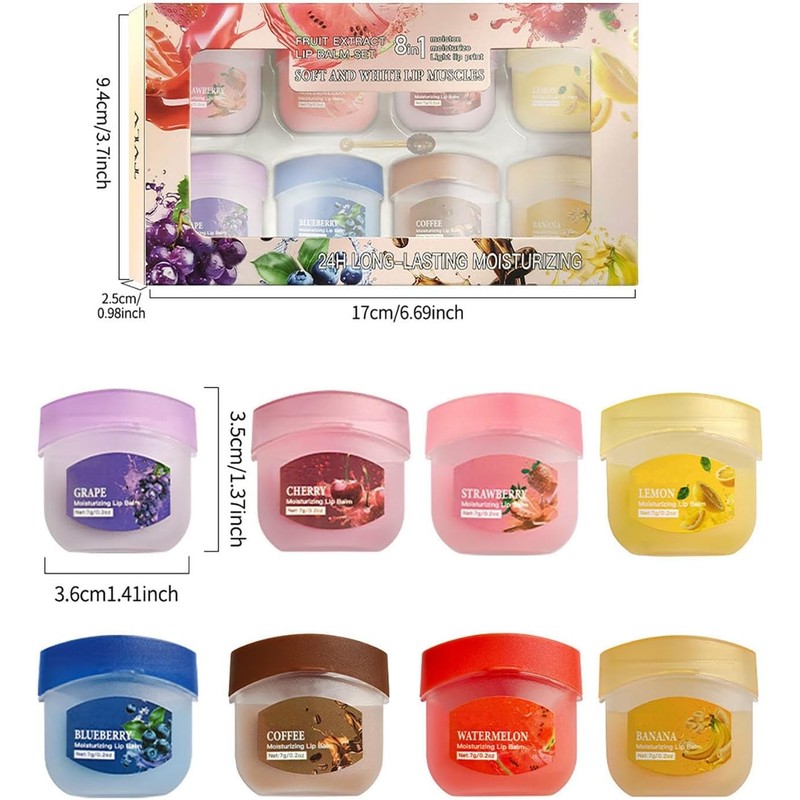 8PCS Mini Bálsamo de Labios y Máscara de Labios,Hidratante para
